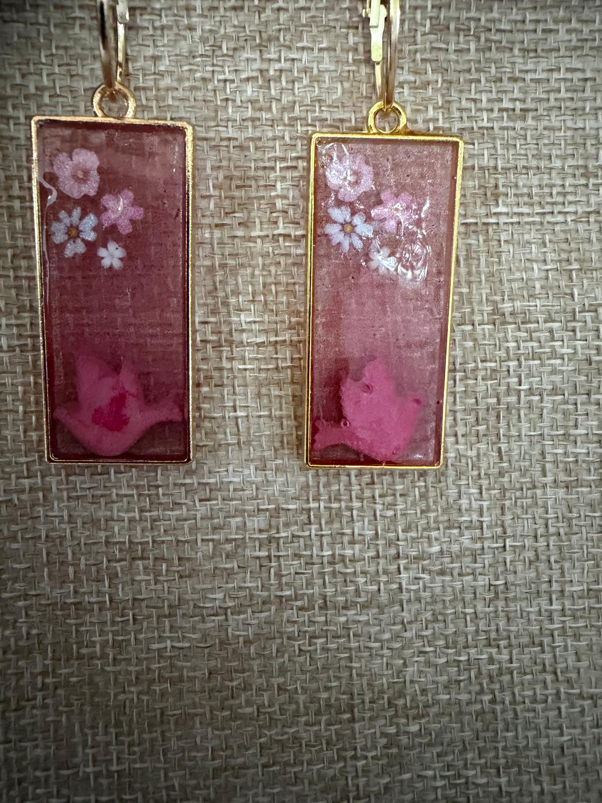 Oorbellen Pink Bloom, Ear Wires Pink Bloom