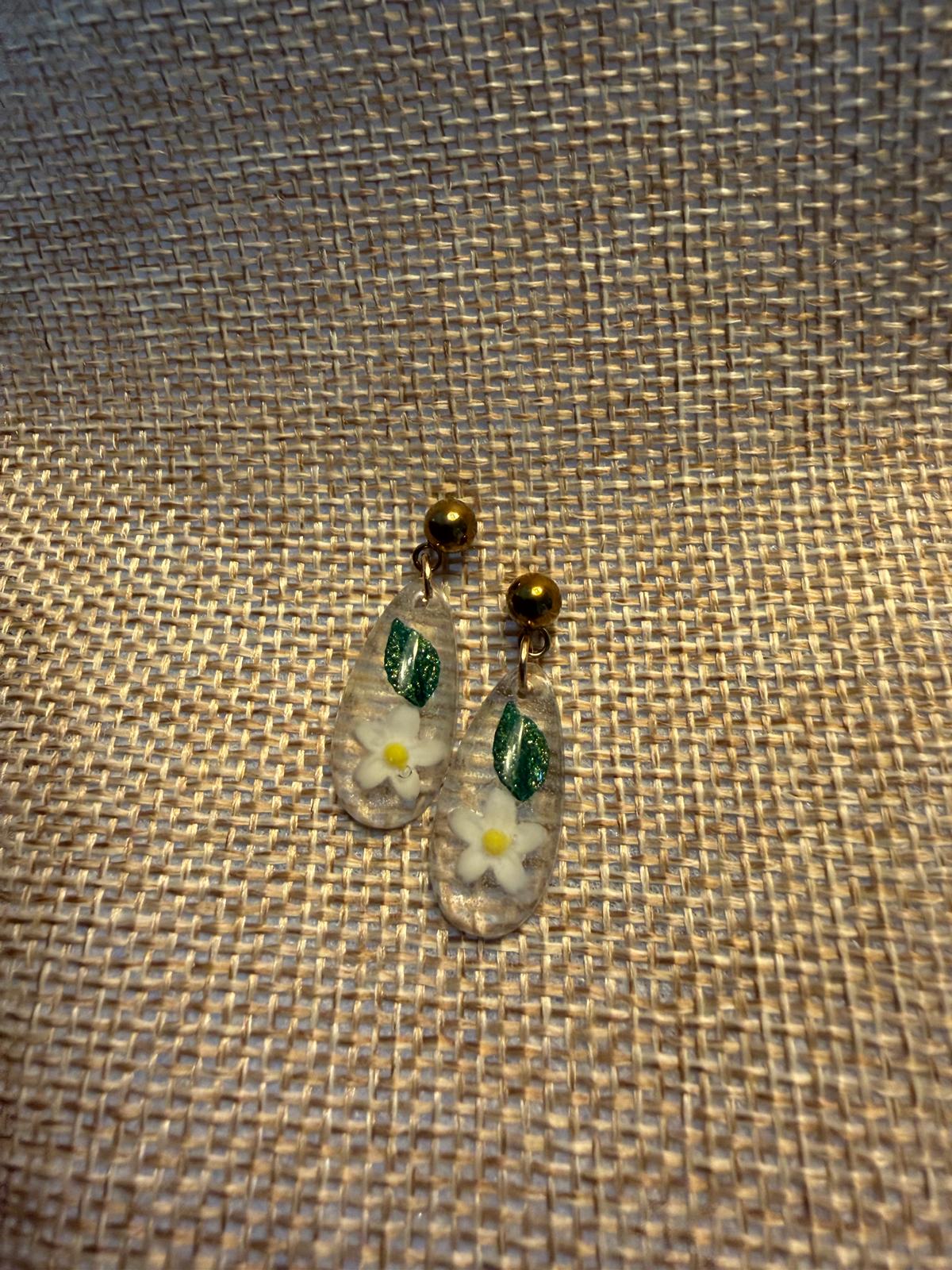 Oorbellen White Bloom, Studs White Bloom