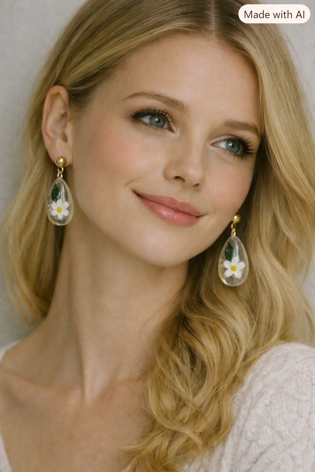 Oorbellen White Bloom, Studs White Bloom