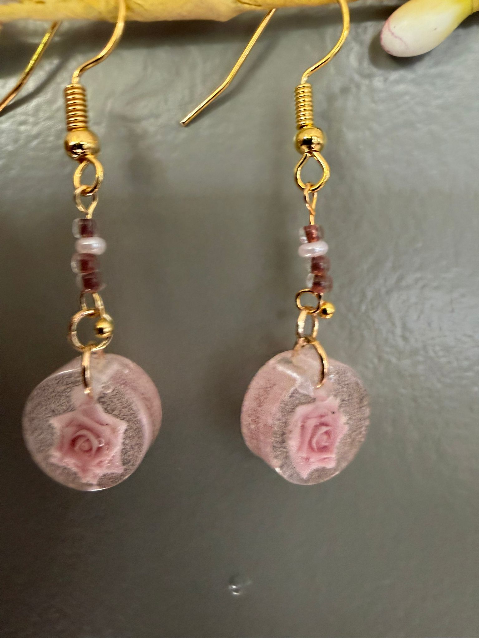 Handmade roses earrings