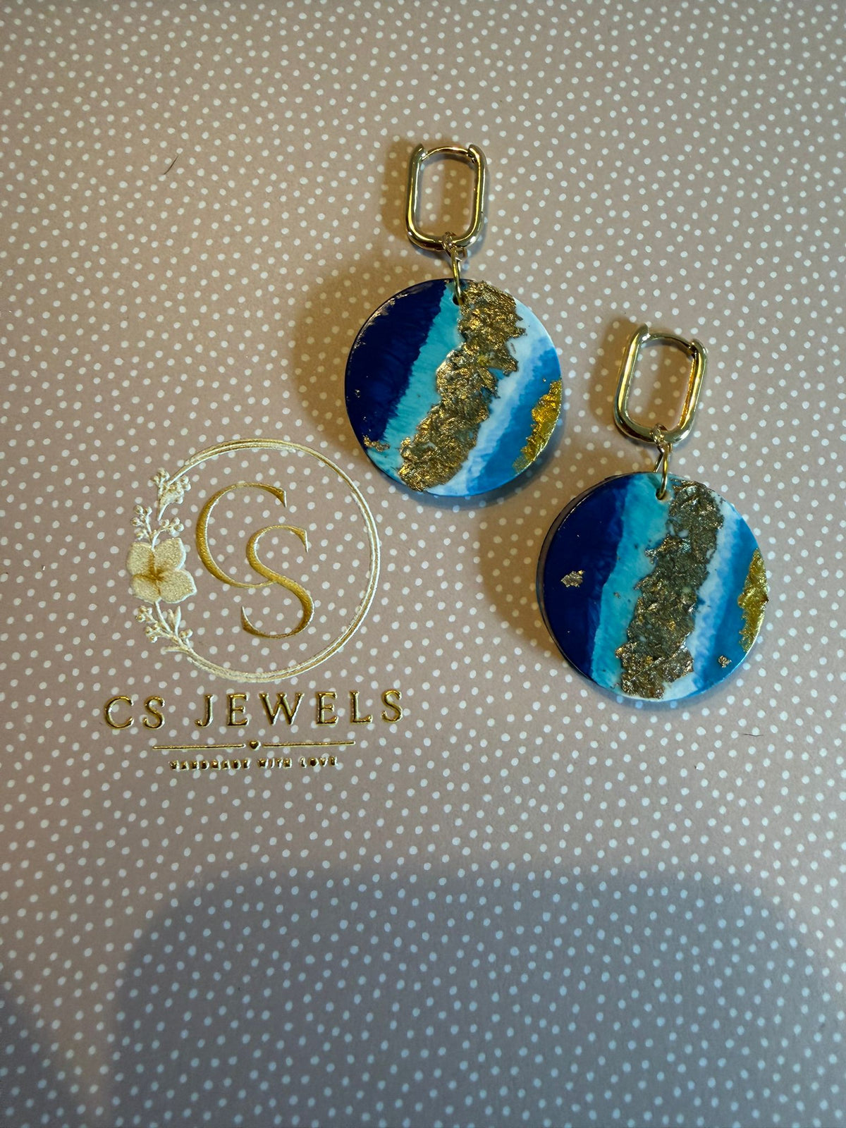 Oorbellen Blue Marble, Ear Wires Blue Marble