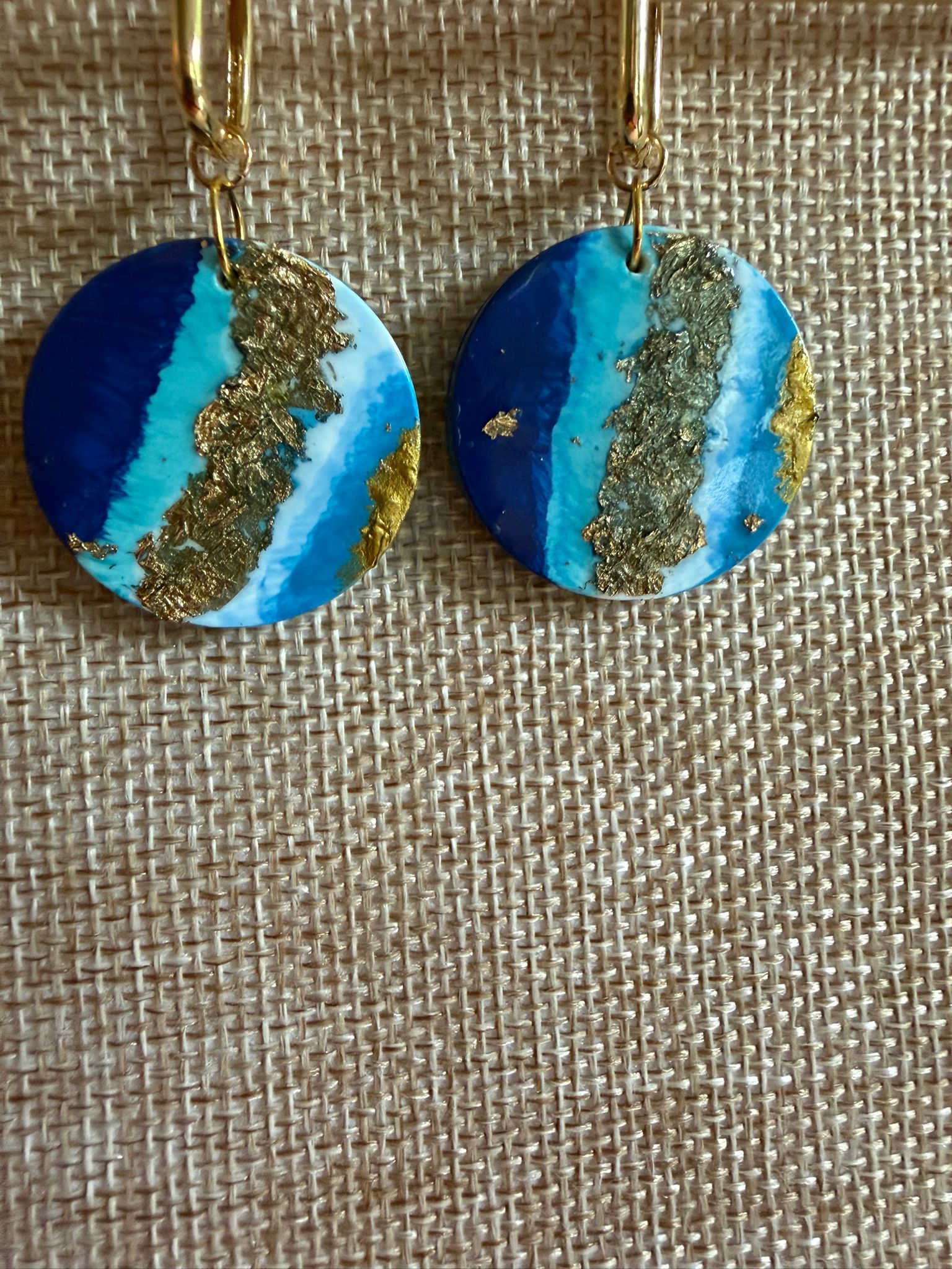Oorbellen Blue Marble, Ear Wires Blue Marble