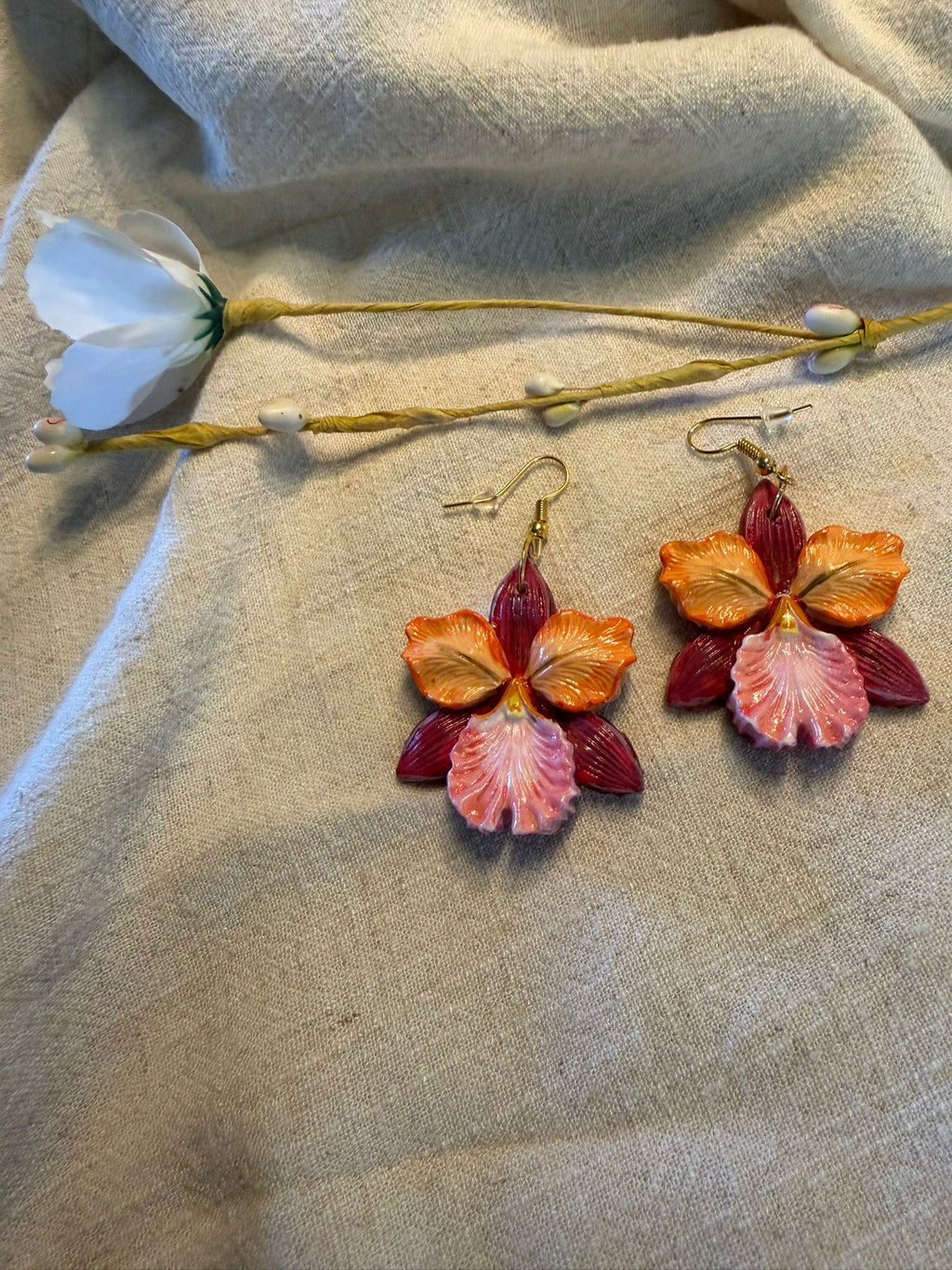 Handmade orchid earrings