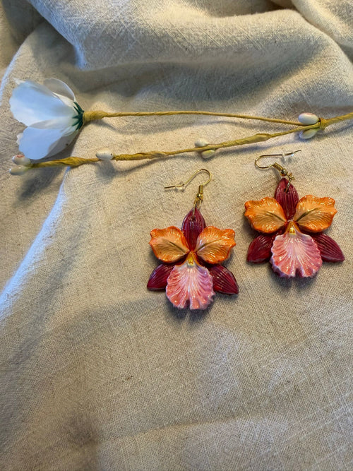 Handmade orchid earrings