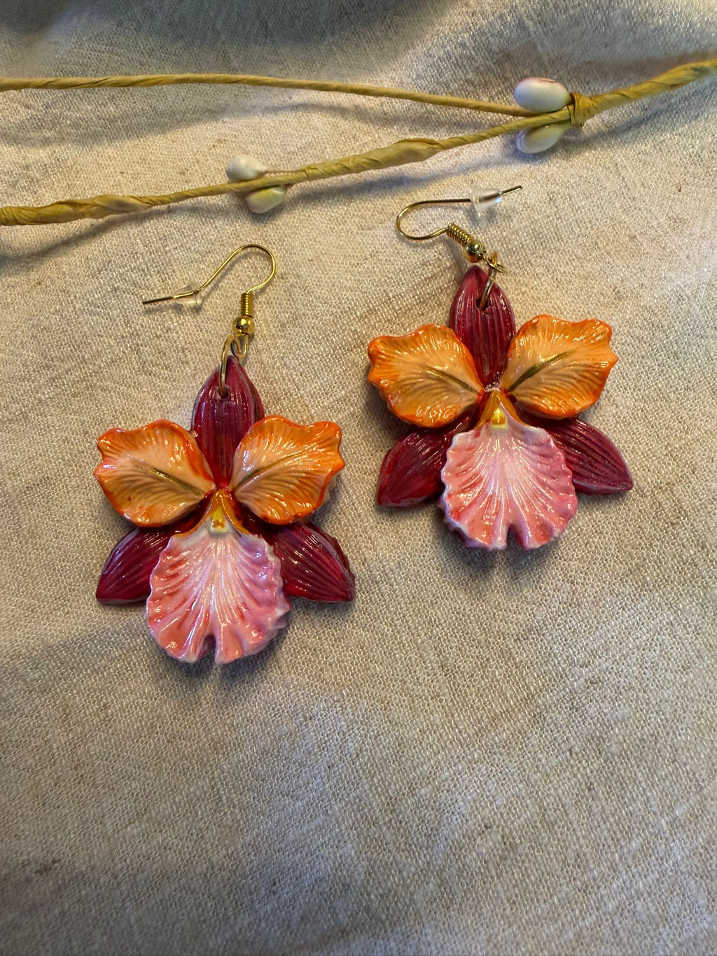 Handmade orchid earrings