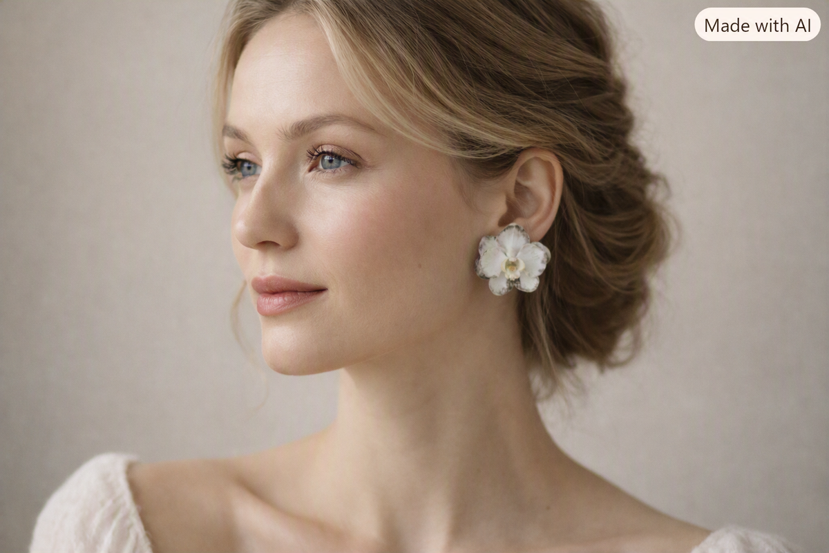 Oorbellen Golden Orchid, Ear Wires Golden Orchid