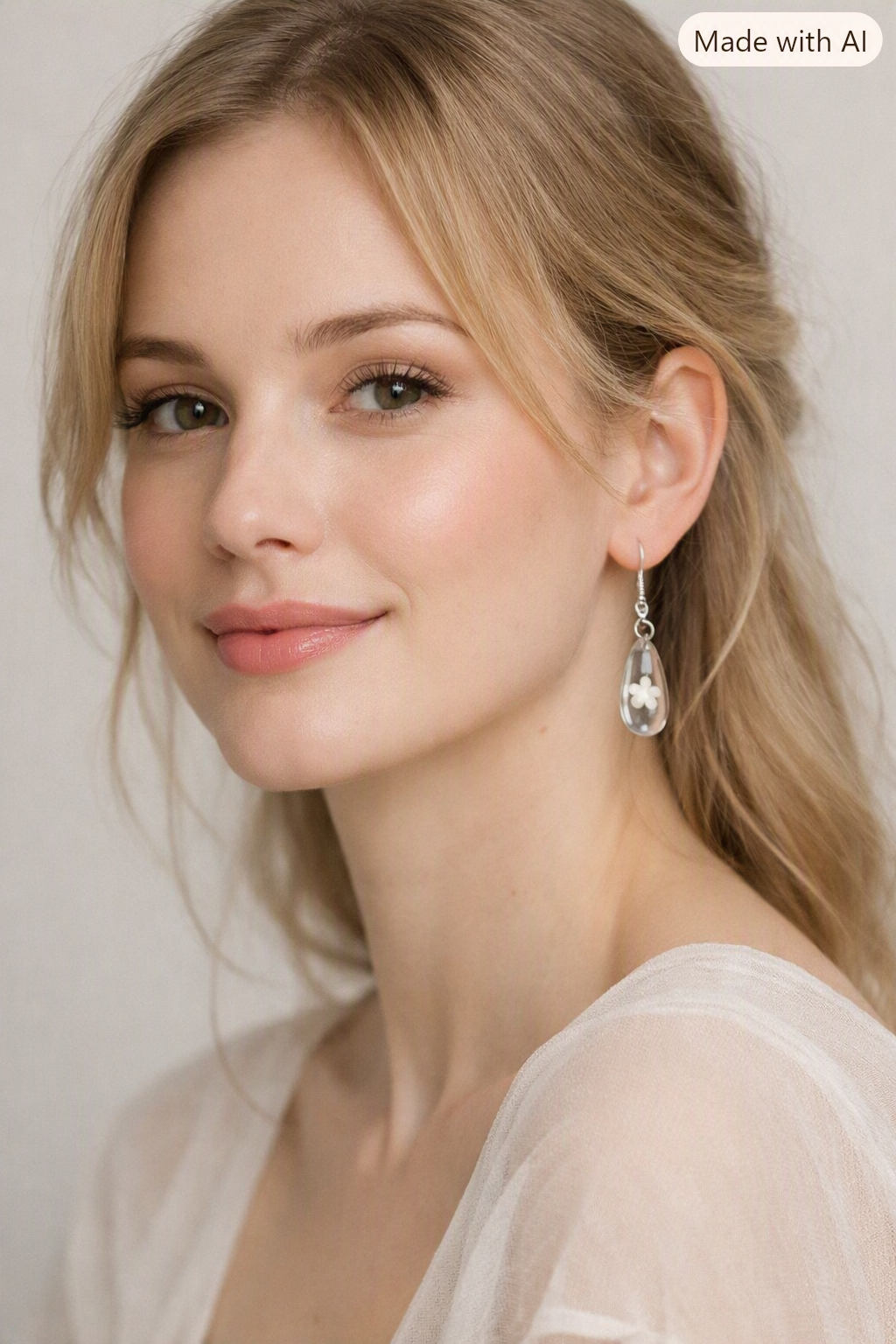 Oorbellen White Blossom, Ear Wires White Blossom