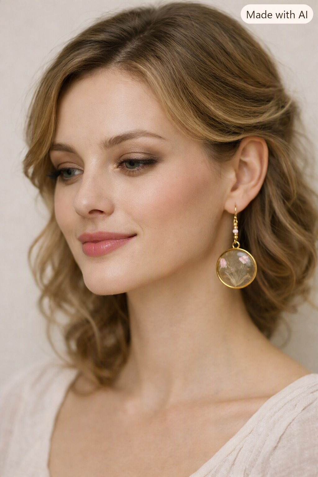 Oorhangers met Rozen in Hars, Ear Wires with Roses in Resin