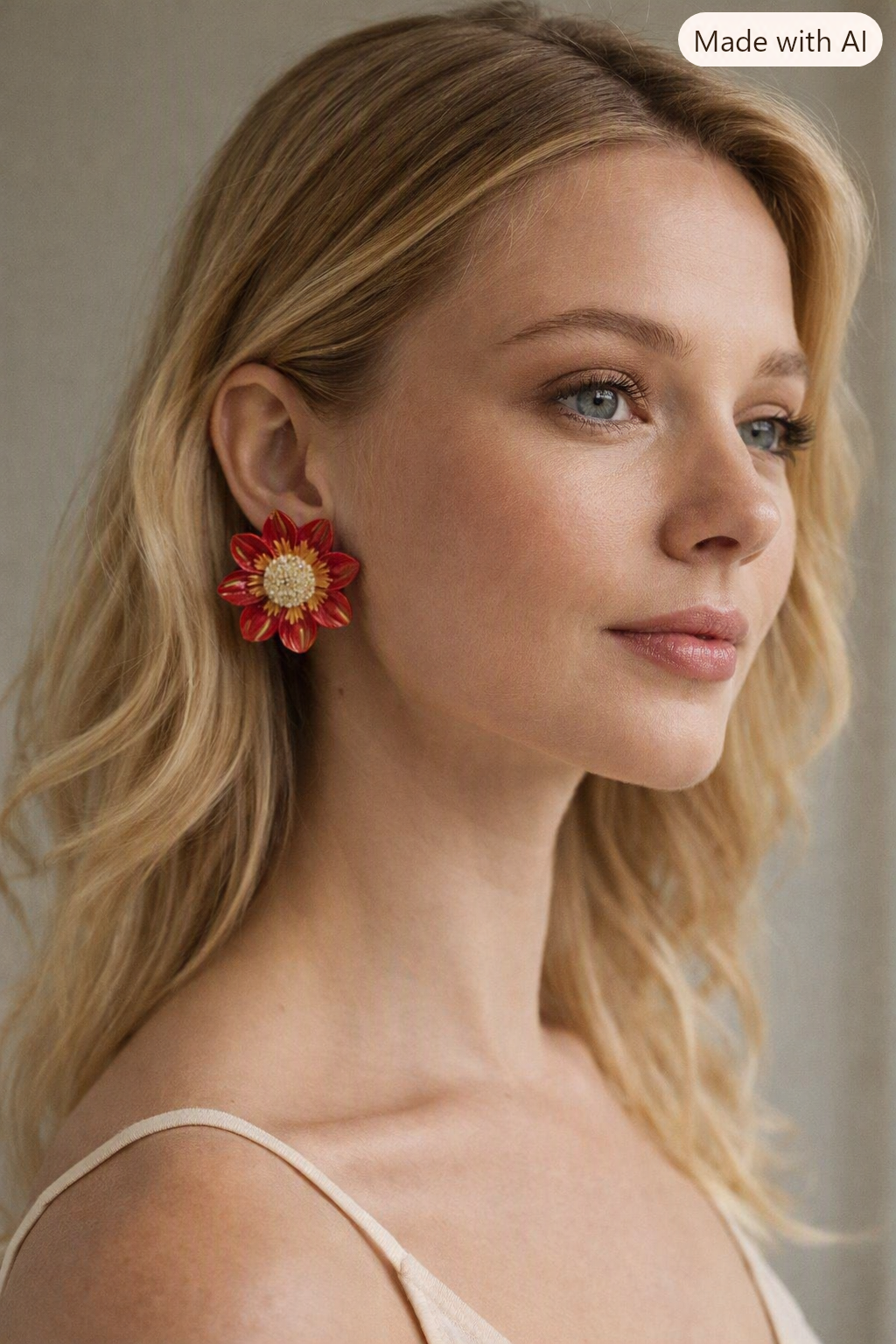 Oorbel Verborgen Rode Tuin, Ruby garden earring