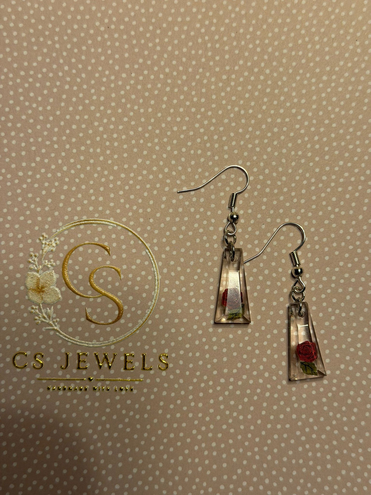 Oorbellen Rose Prism, Ear Wires Rose Prism