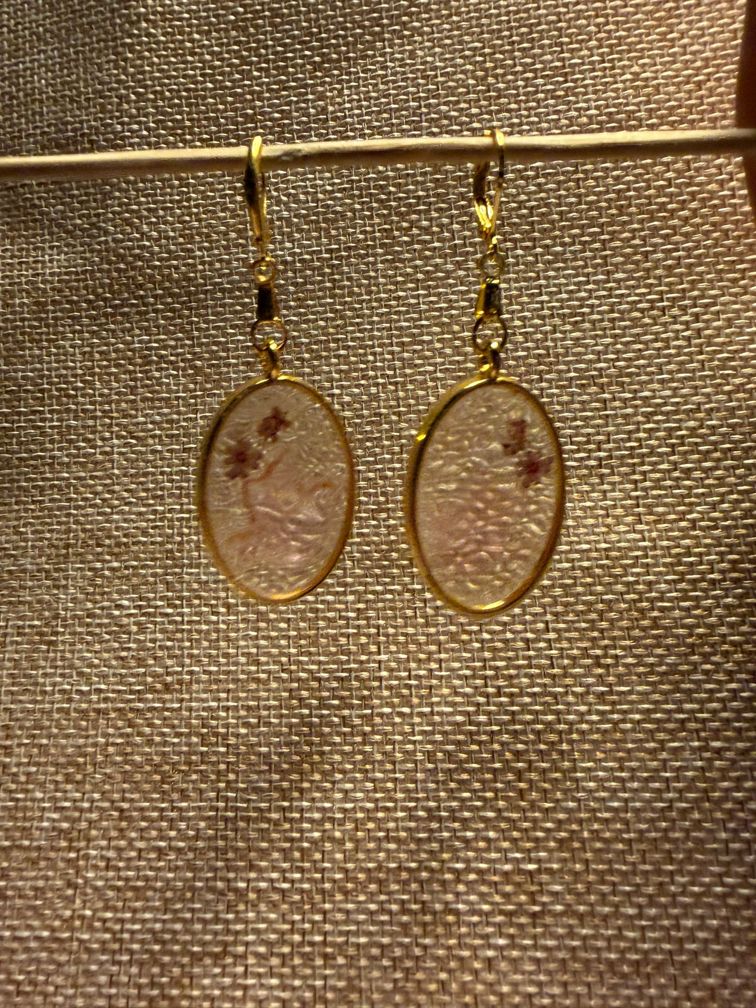 Oorhangers met Roze Bloemen, Ear Wires with Pink Flowers
