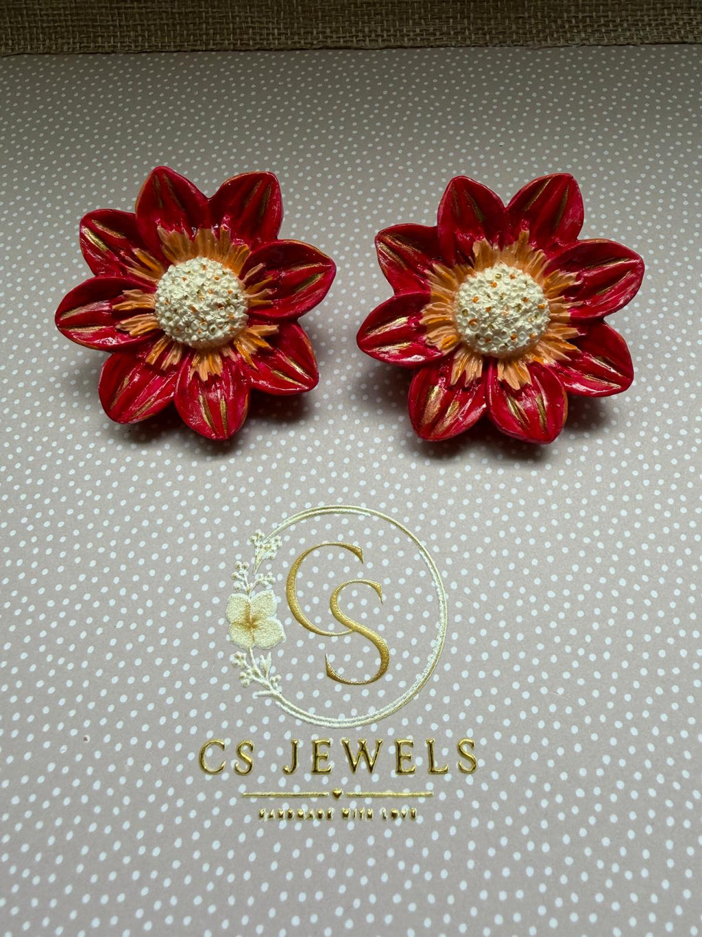 Oorbel Verborgen Rode Tuin, Ruby garden earring