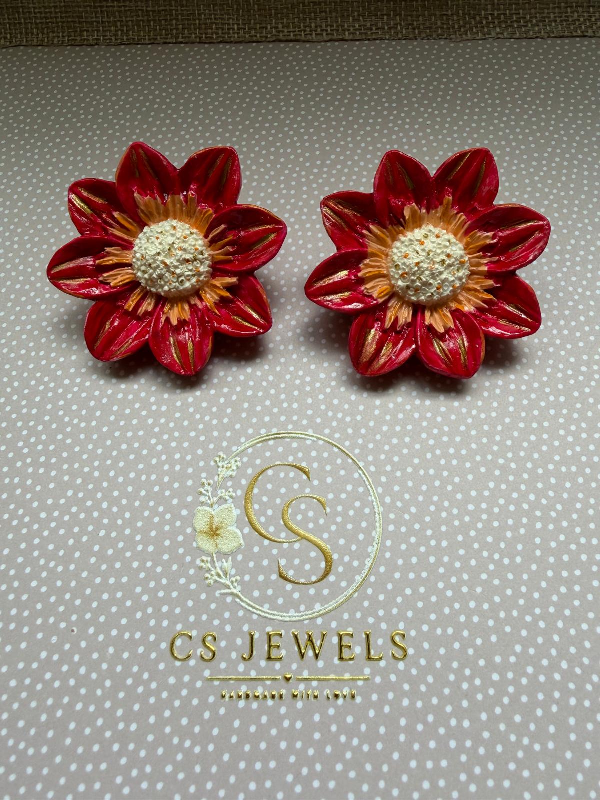 Oorbel Verborgen Rode Tuin, Ruby garden earring